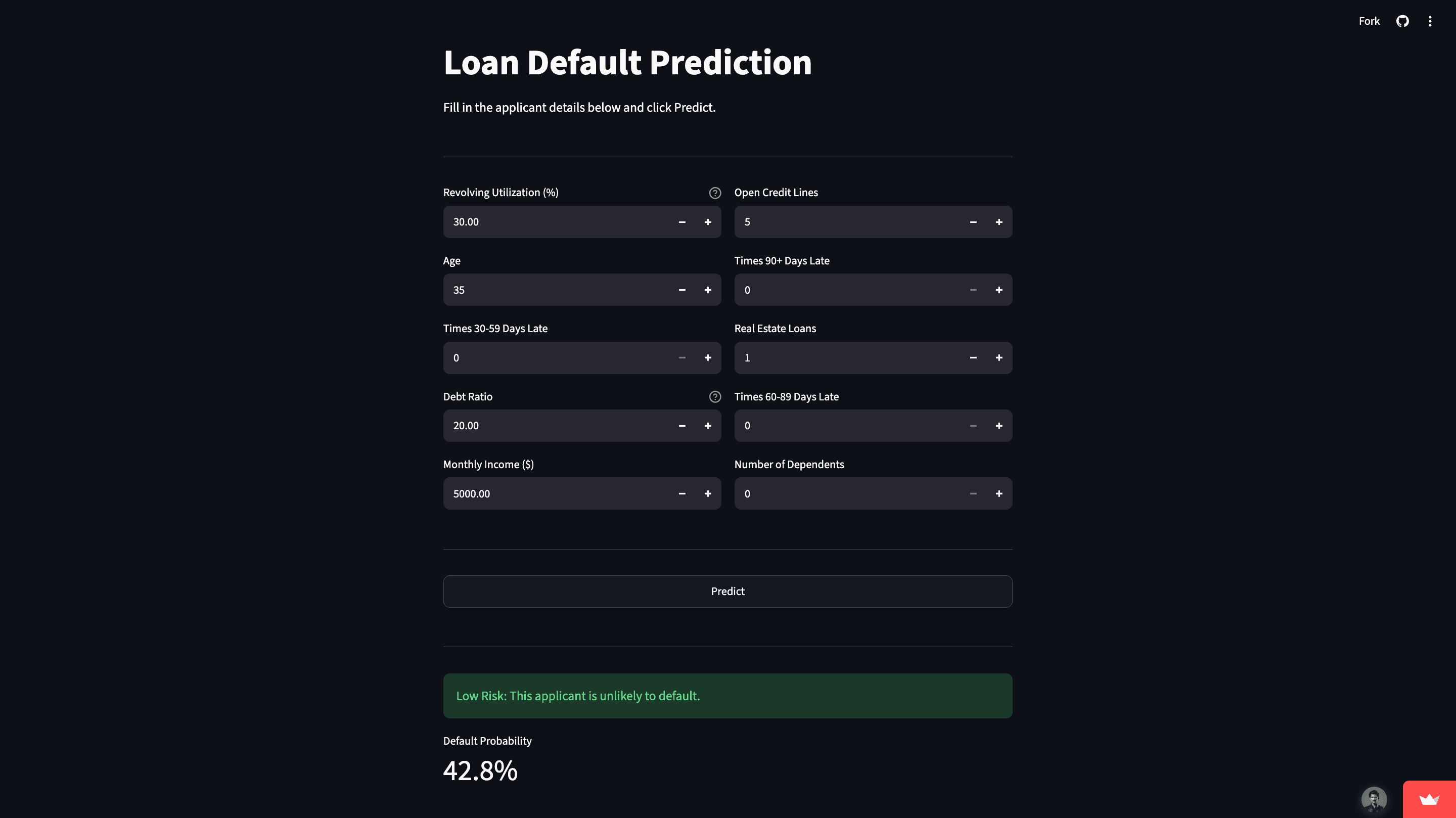 Loan Default Prediction screenshot